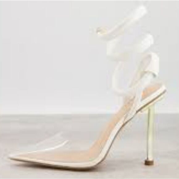 BRAND NEW KAYLEEN BY LOS ANGELES NACYY-5  CLEAR SPIRAL STRAP SPIRAL STRAP  SHOE - Picture 16 of 16